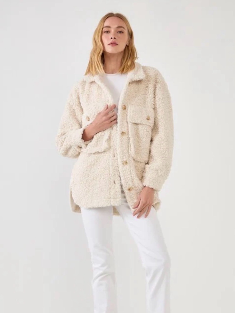 English Factory oversized Cozy Sherpa Jacket - Cream size large